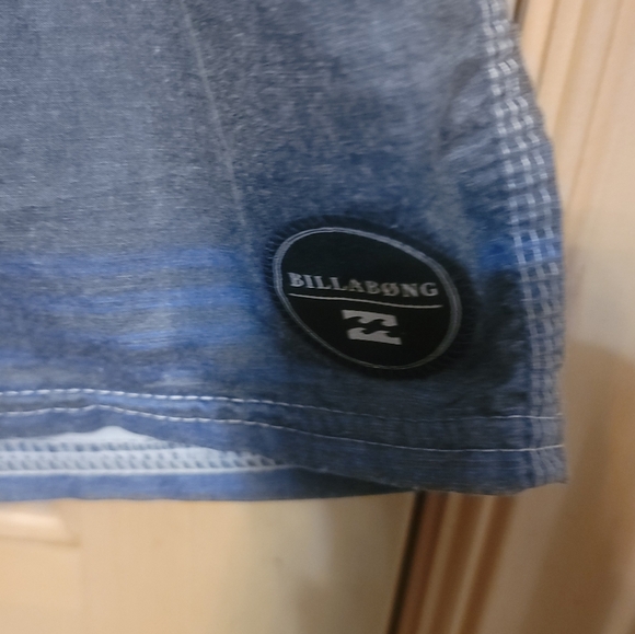 Mens Sz L Billabong Swim Shorts Swimsuit Blue Gray Stripes - Picture 8 of 8